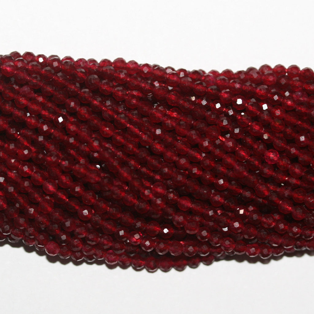 Perles rondes à facettes en quartz rouge St de 15 pouces, 2 mm, brin de 39 cm.