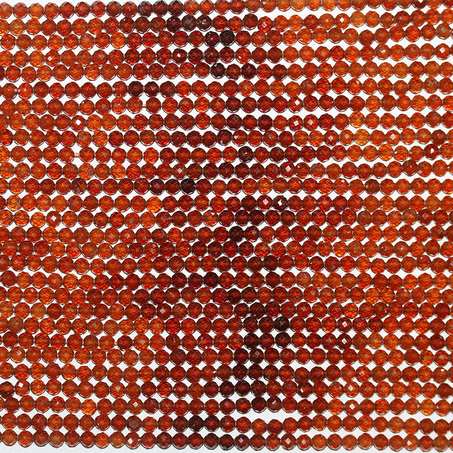 13" St Hessonite Garnet Faceted Round Beads 3.5mm.-Strand 39cm