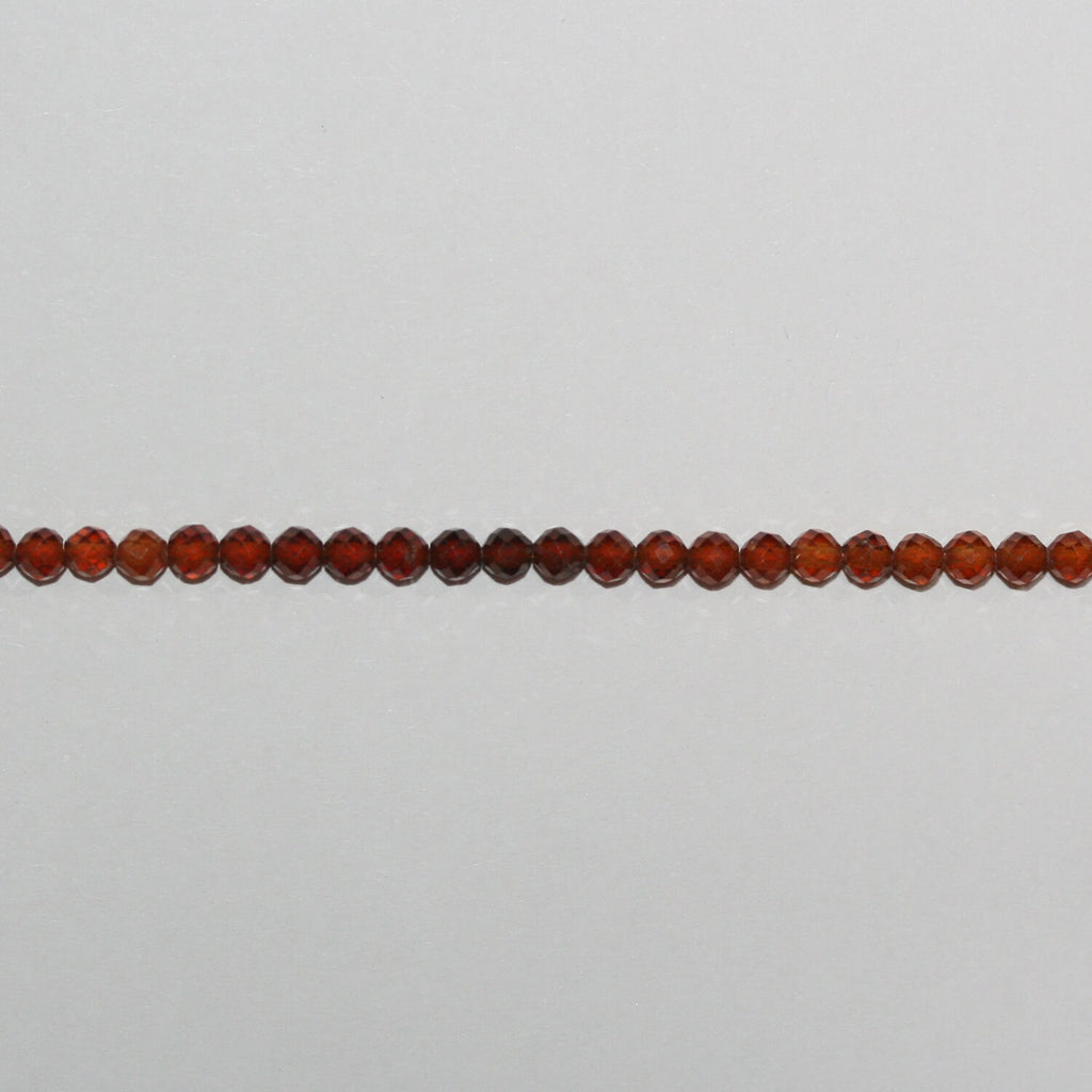13" St Hessonite Garnet Faceted Round Beads 3.5mm.-Strand 39cm