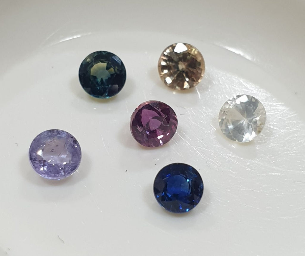 Lote de 6 zafiros multicolores redondos facetados de 3,5-3,7 mm - Paquetes de piedras preciosas - Piedras sueltas al por mayor - Gemas naturales