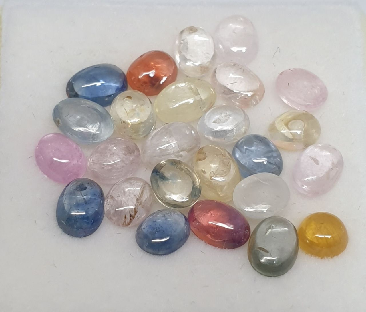 Multi Sapphire Oval Cabochon Lot Blue Orange Pink Yellow  Purple  15ct 6x4-5x4mm In average Natural Gemstone Patel Colors