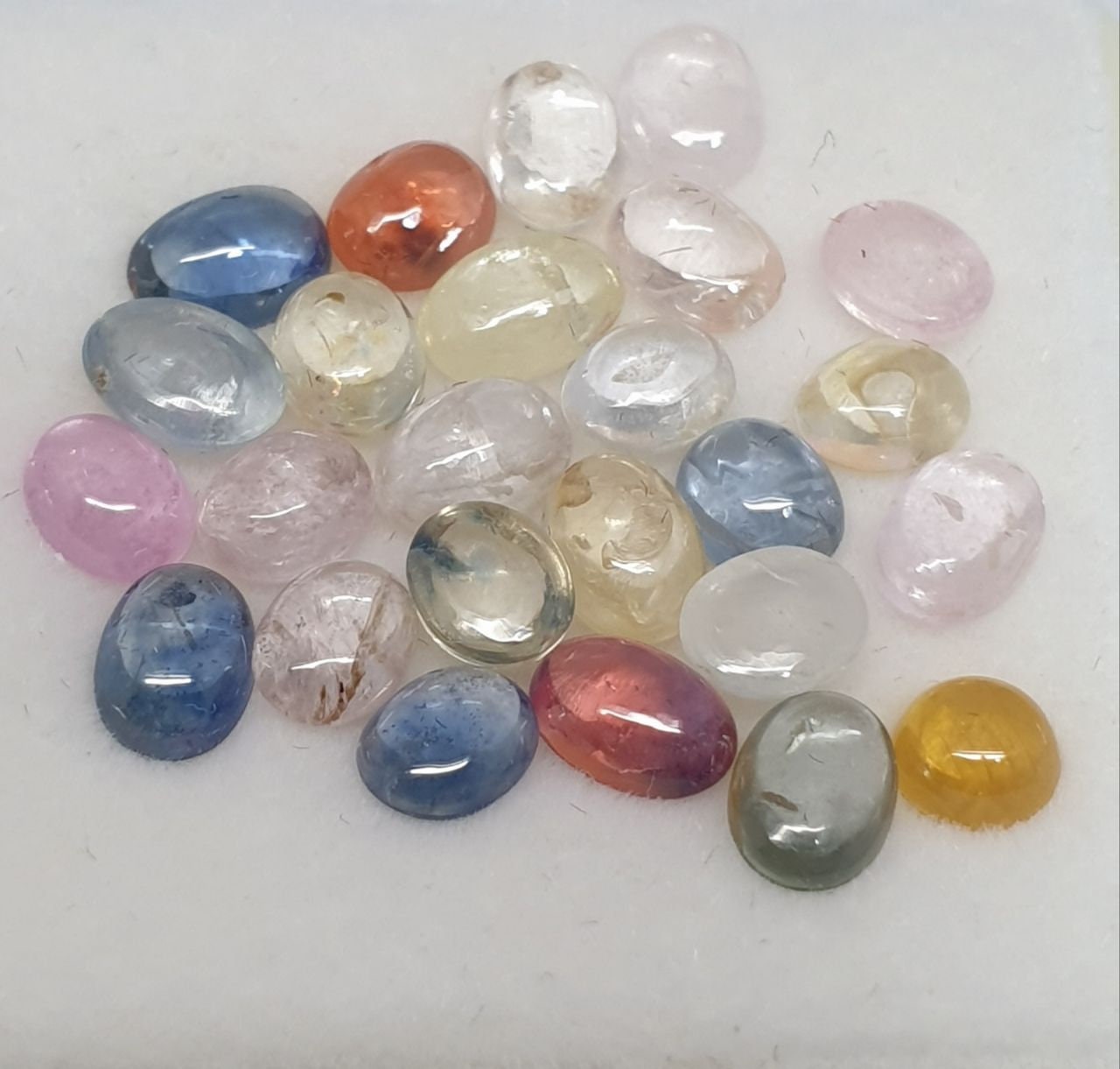 Multi Sapphire Oval Cabochon Lot Blue Orange Pink Yellow  Purple  15ct 6x4-5x4mm In average Natural Gemstone Patel Colors