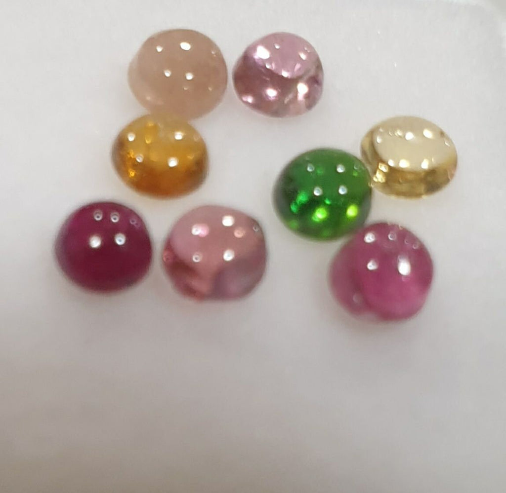Tourmaline Lot Round Cabochons 3.5mm.-(8pcs)  -Gemstone Parcels-Loose Stones Wholesale Price