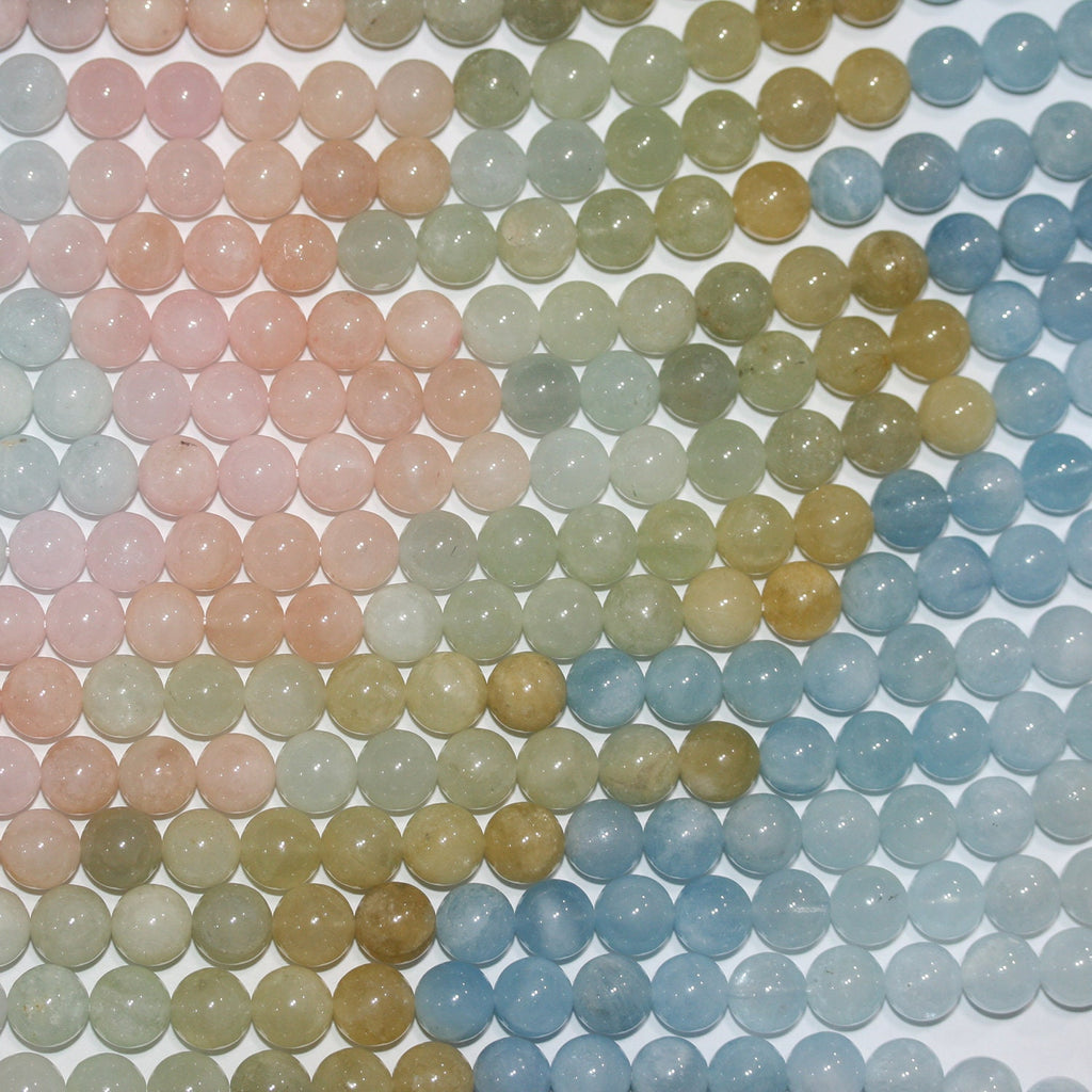 15" St Multi Beryl Smooth Round Beads 8mm.-String 39cm.