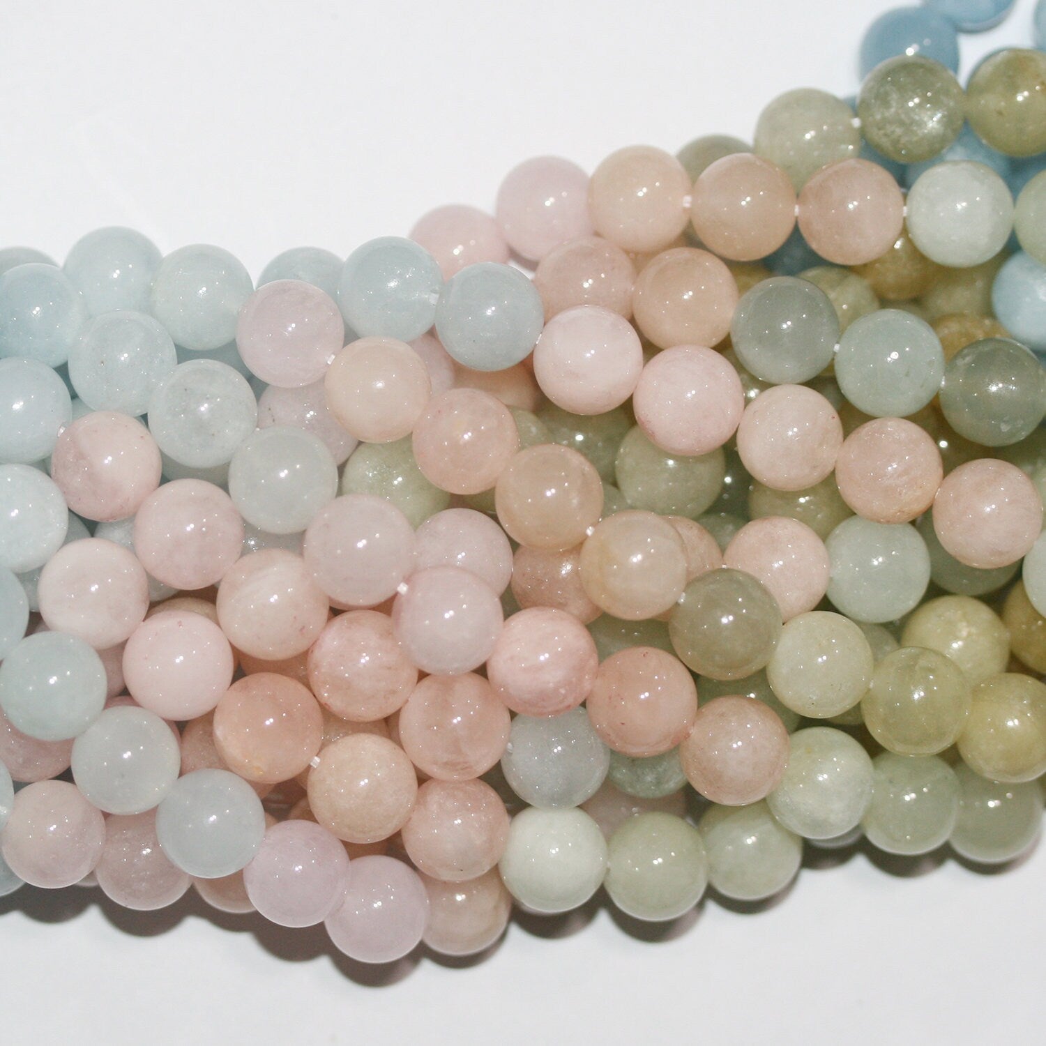 15" St Multi Beryl Smooth Round Beads 8mm.-String 39cm.