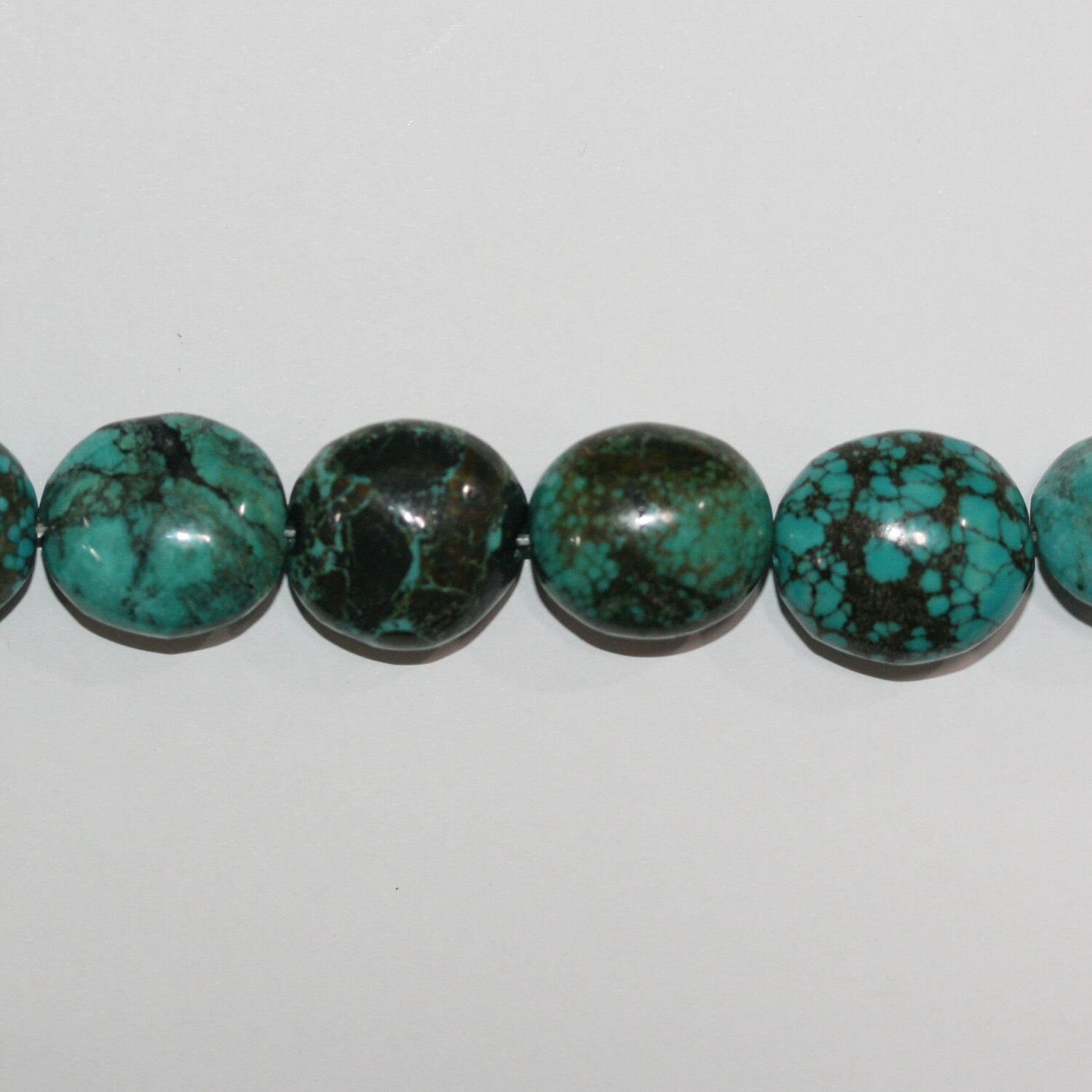 16" Cuentas Ovaladas Lisas Turquesa 19x17mm.aprox.- Hilo 40cm.