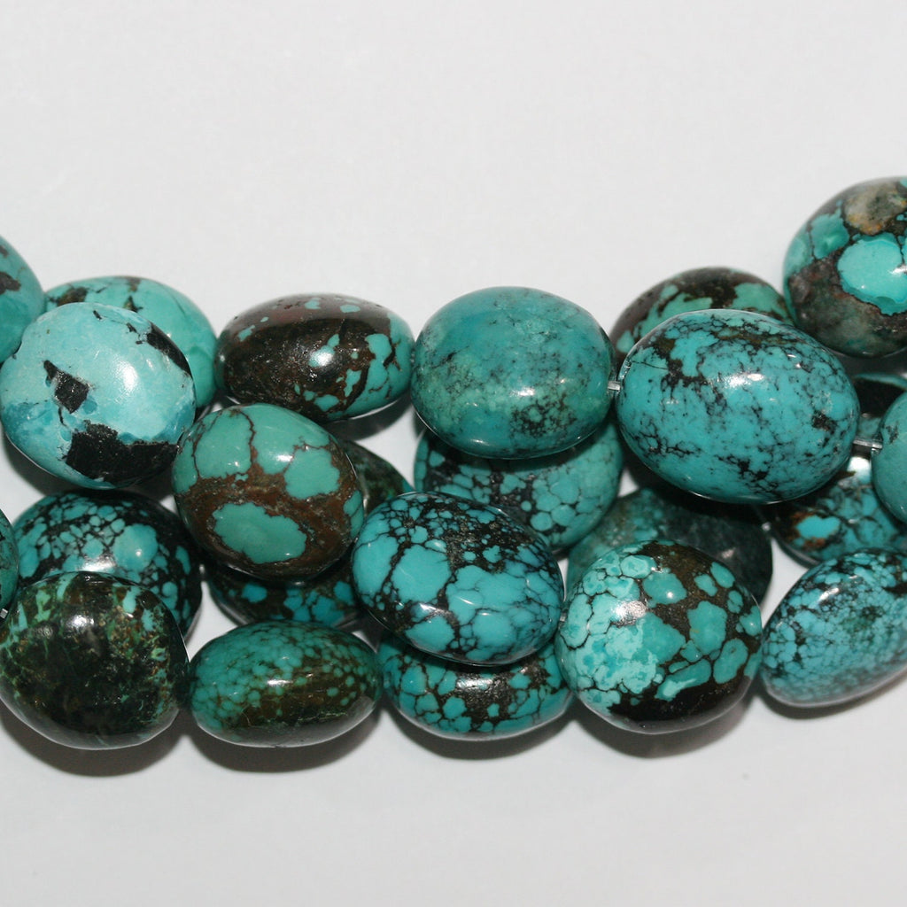 16" Cuentas Ovaladas Lisas Turquesa 19x17mm.aprox.- Hilo 40cm.