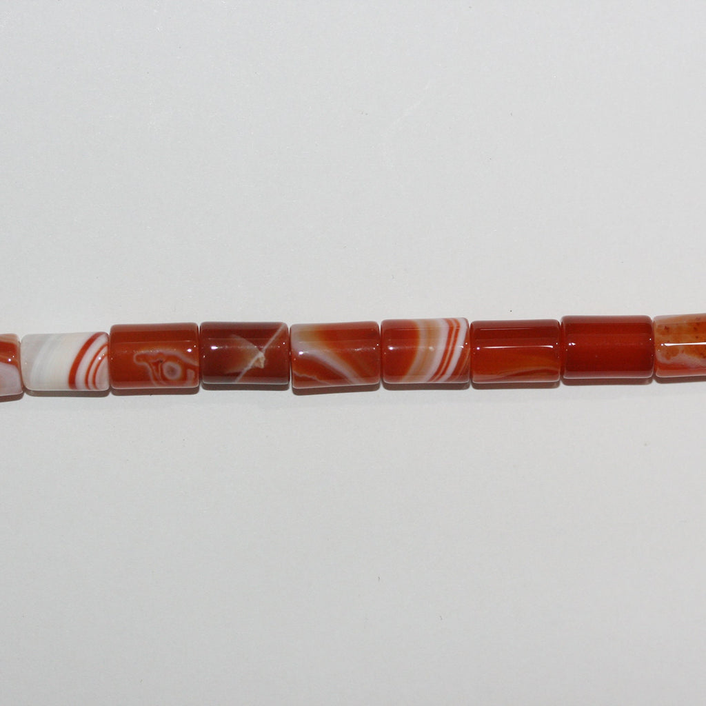 Perles cylindriques lisses en agate à rayures orange St de 15 pouces, 11 x 8 mm. - Fil de 39 cm.