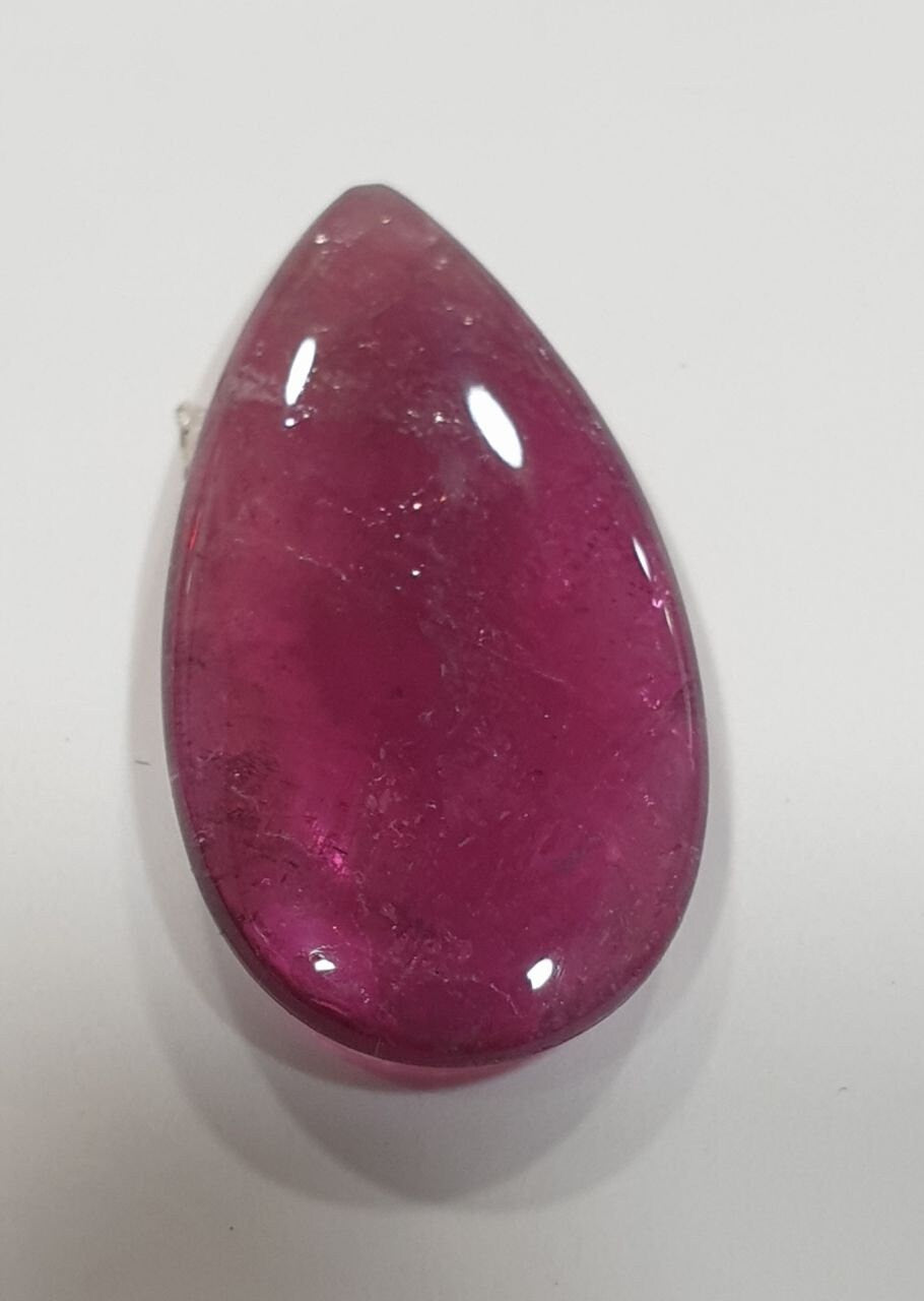 Pink Tourmaline Drop Flat Cabochon 22.14x11.8mm.(7.43ct.). Rubellite