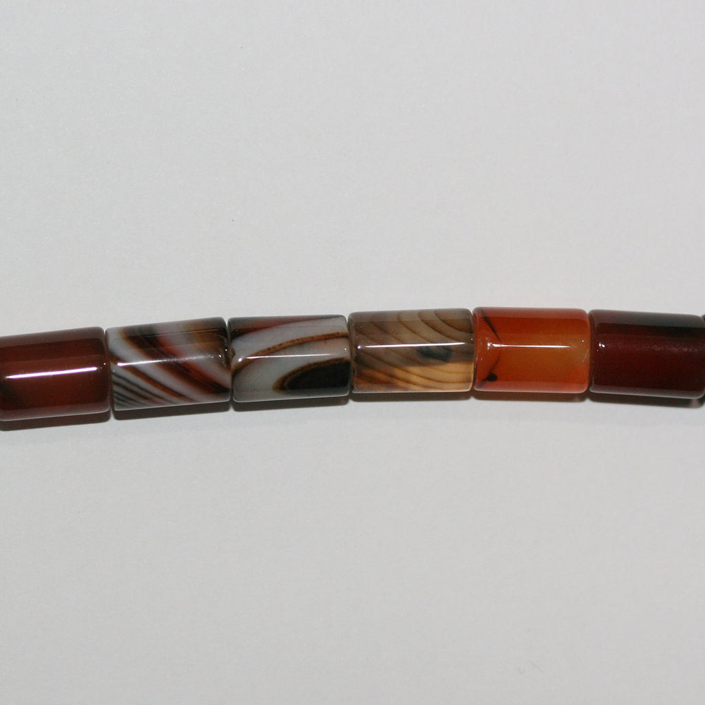 Perles cylindriques lisses en agate à rayures brunes St 15" 11x8mm.-Rig 39cm.