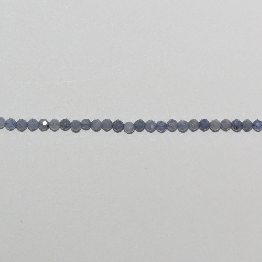 15" St Tanzanite Faceted Round Beads 2mm.-Strand 39cm.