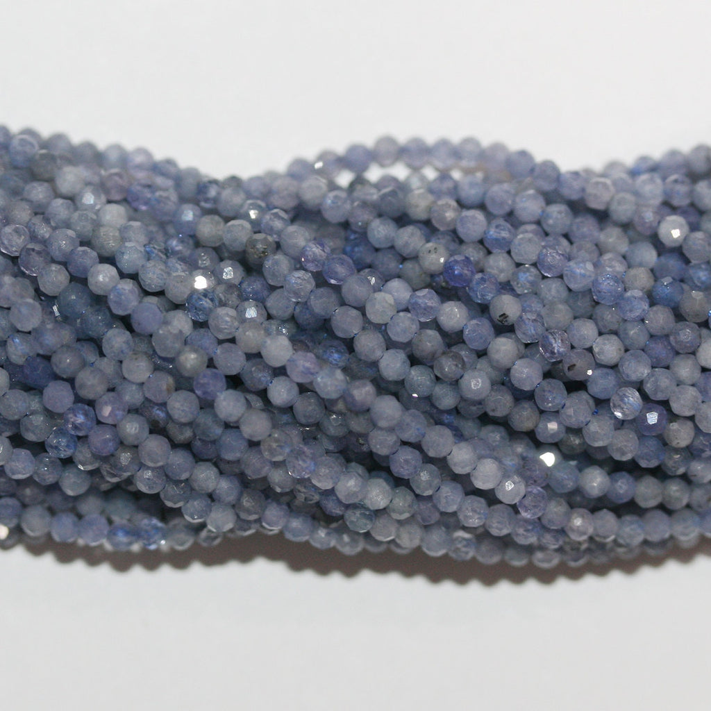 15" St Tanzanite Faceted Round Beads 2mm.-Strand 39cm.