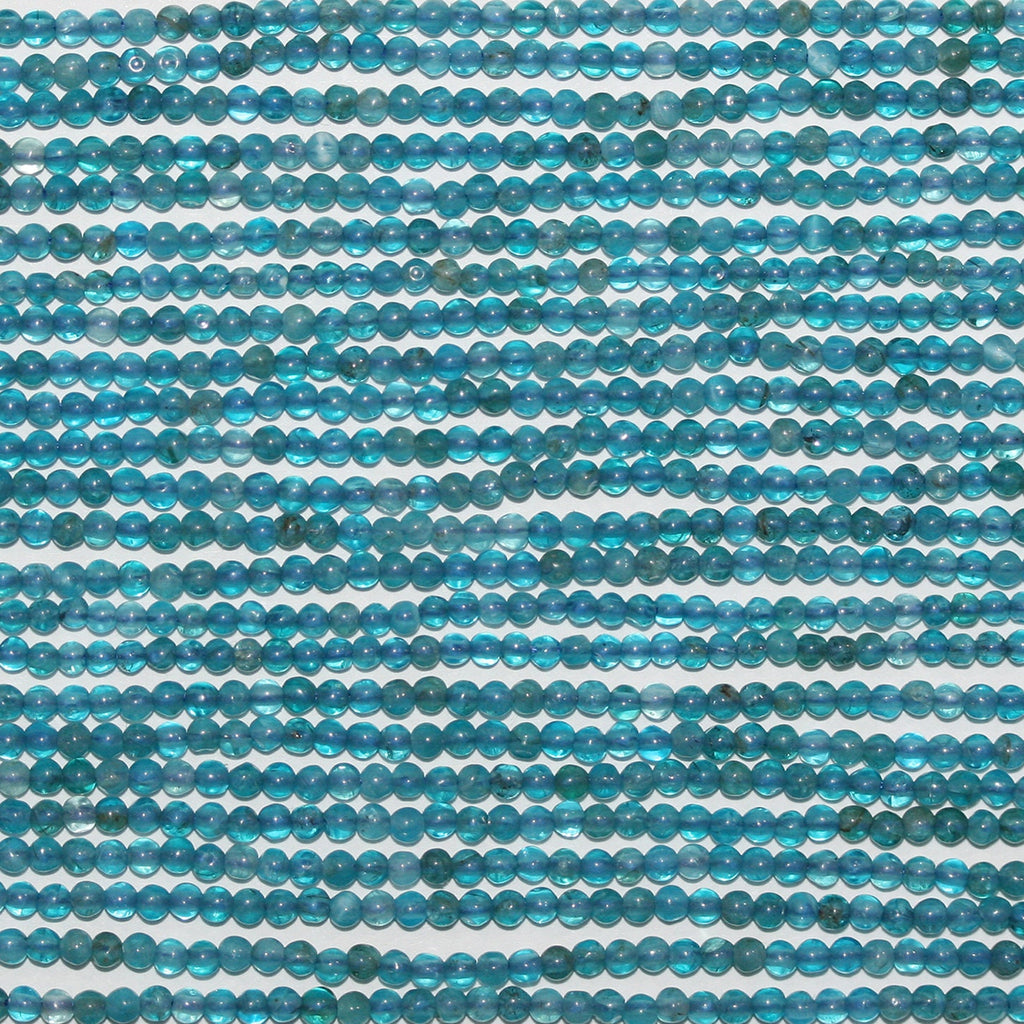 15" St Perles rondes lisses en apatite bleue 2 mm.-Rig 39 cm.