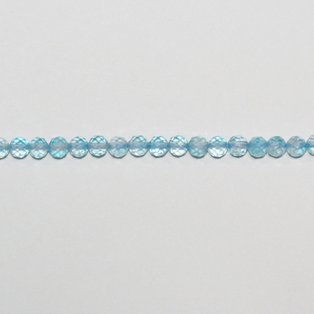 Perles rondes à facettes en topaze bleue, 15 pouces, 4 mm - Fil de 39 cm