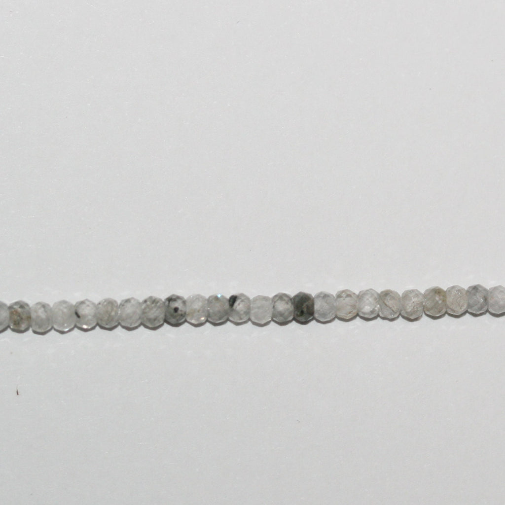 Perles rondelles à facettes en zircon gris St 15" 3x2mm.-Rig 39cm.