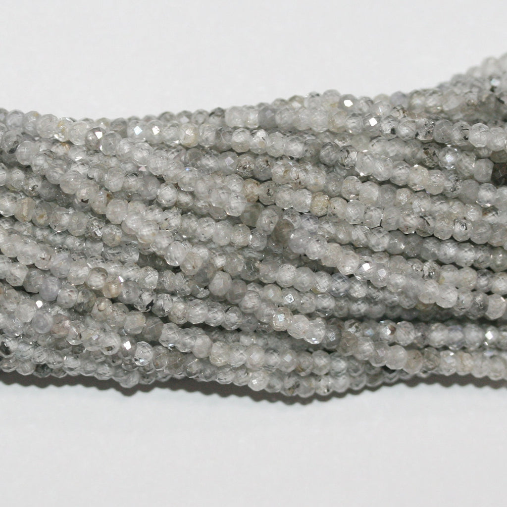 Perles rondelles à facettes en zircon gris St 15" 3x2mm.-Rig 39cm.