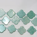 14" St Amazonite Smooth Flower Beads 18mm.-Strand 38cm.