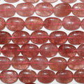 Perles ovales lisses en quartz St. Strawberry 15" 18x13mm.- Brin 39cm.