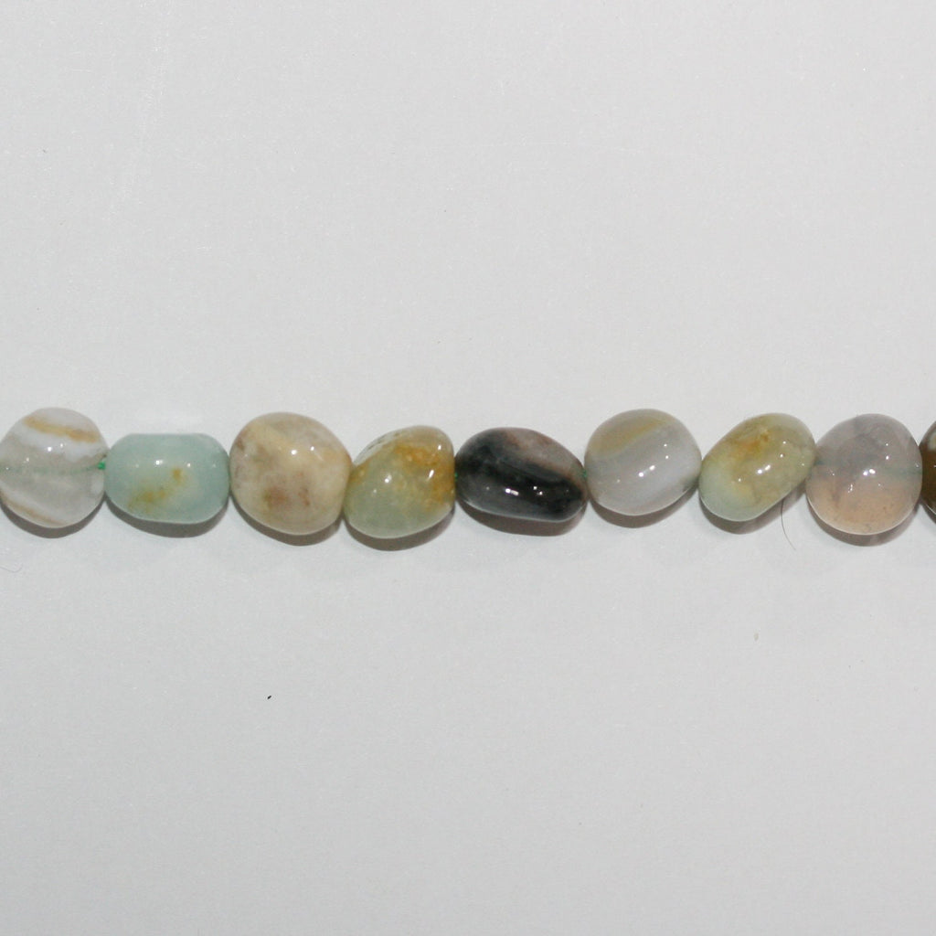 Cuentas de pepitas lisas de ágata y amazonita de 16" de 8 a 10 mm aproximadamente, hilo de 39 cm.