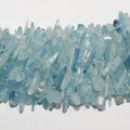 15" St Aquamarine Smooth Chips Irregular Beads 17x6mm.-Approx.-Strand 39cm. - Hard Gems