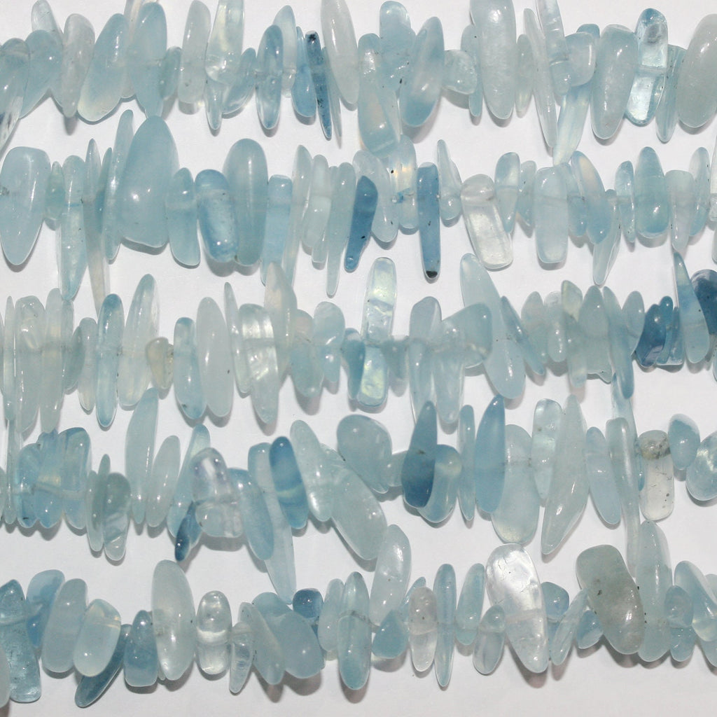 15" St Aquamarine Smooth Chips Irregular Beads 17x6mm.-Approx.-Strand 39cm. - Hard Gems