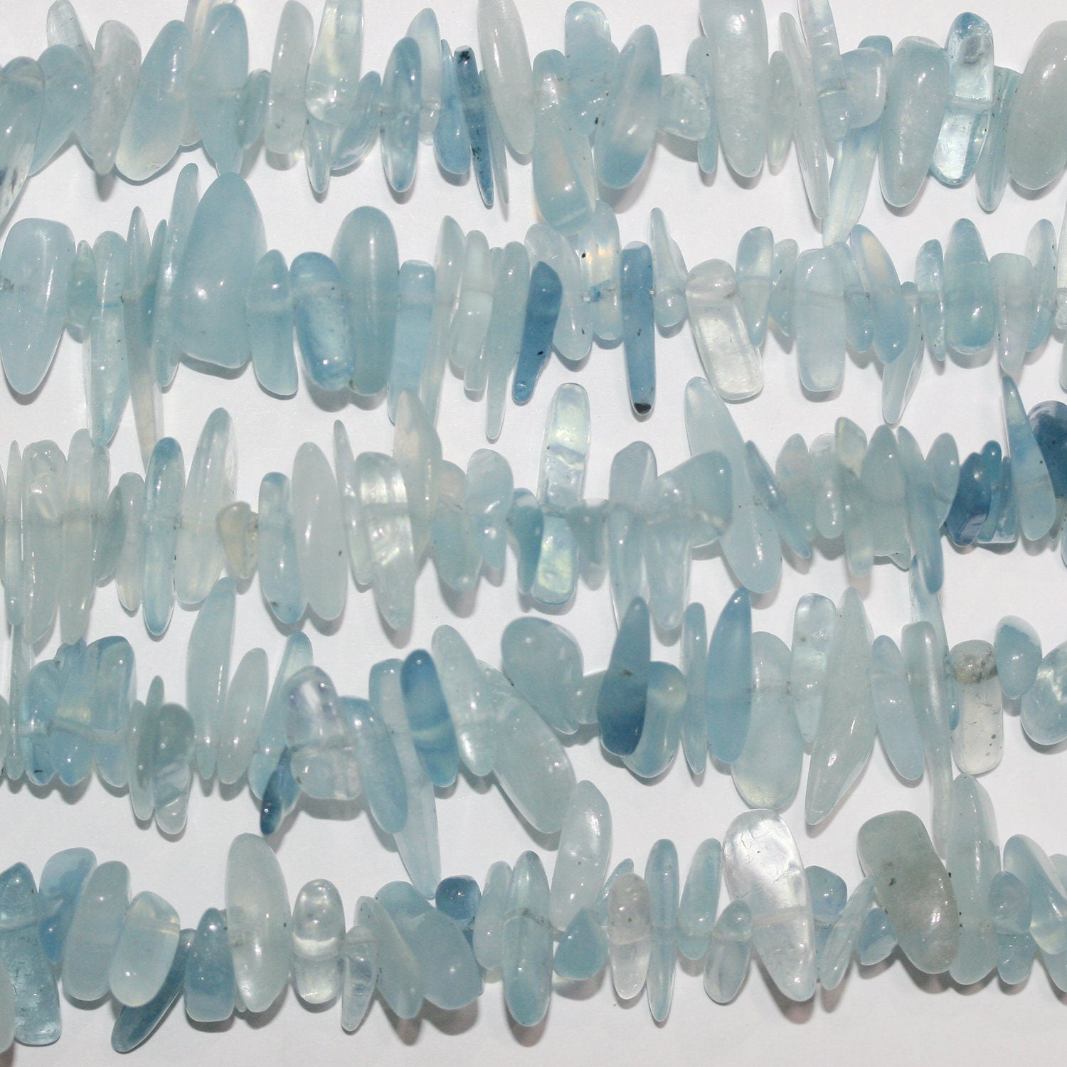 15" St Aquamarine Smooth Chips Irregular Beads 17x6mm.-Approx.-Strand 39cm. - Hard Gems