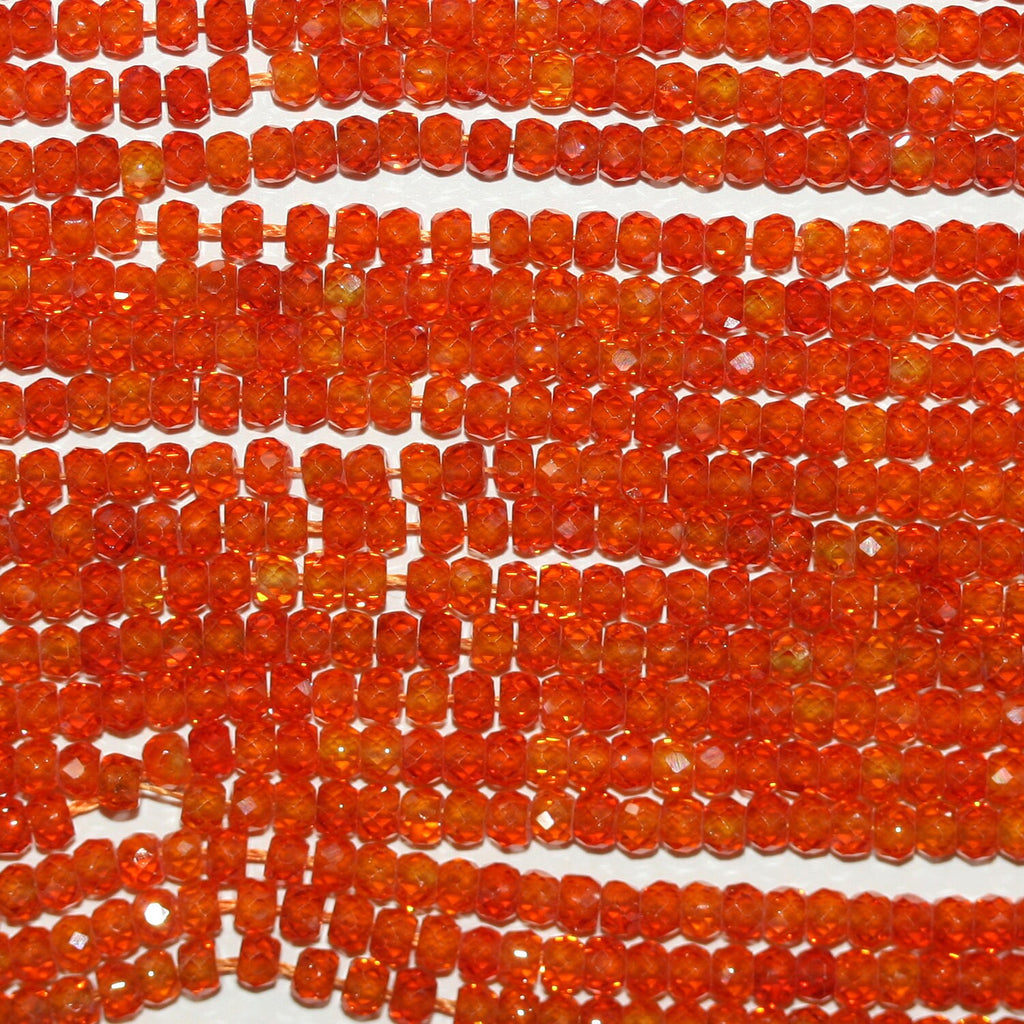 13" St Orange Cubic Zirconia Faceted Rondelle Beads 3x2mm.Strand 37cm.