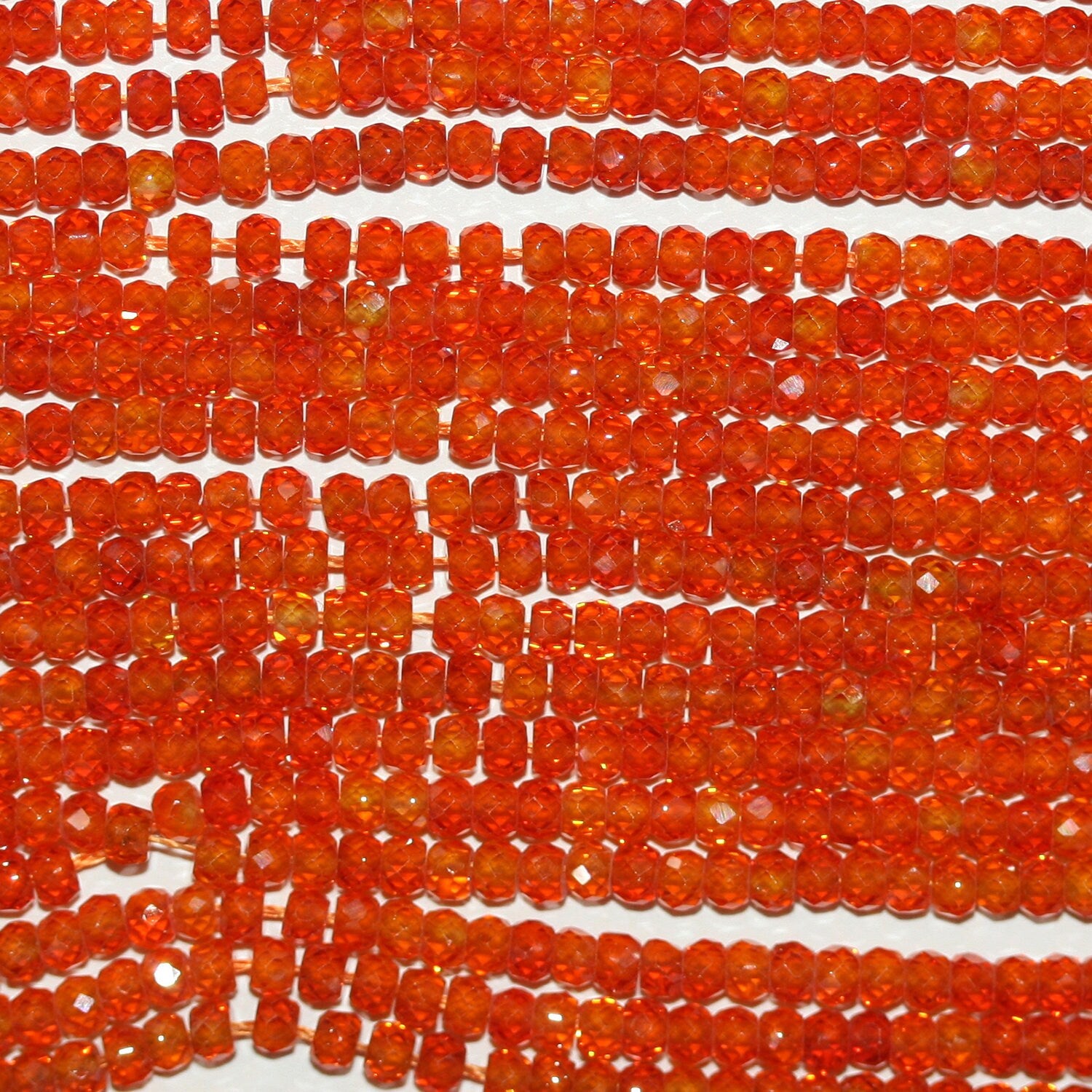 13" St Orange Cubic Zirconia Faceted Rondelle Beads 3x2mm.Strand 37cm.