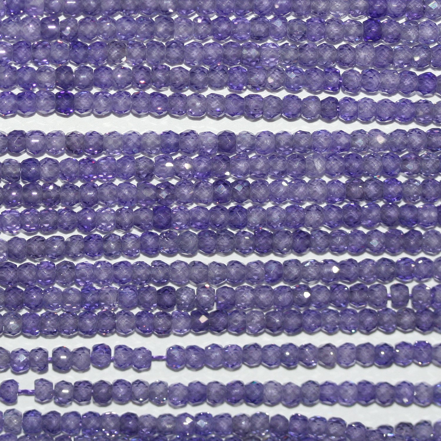 13" St Purple Cubic Zirconia Faceted Rondelle Beads 2.5x2mm.Strand 37cm.