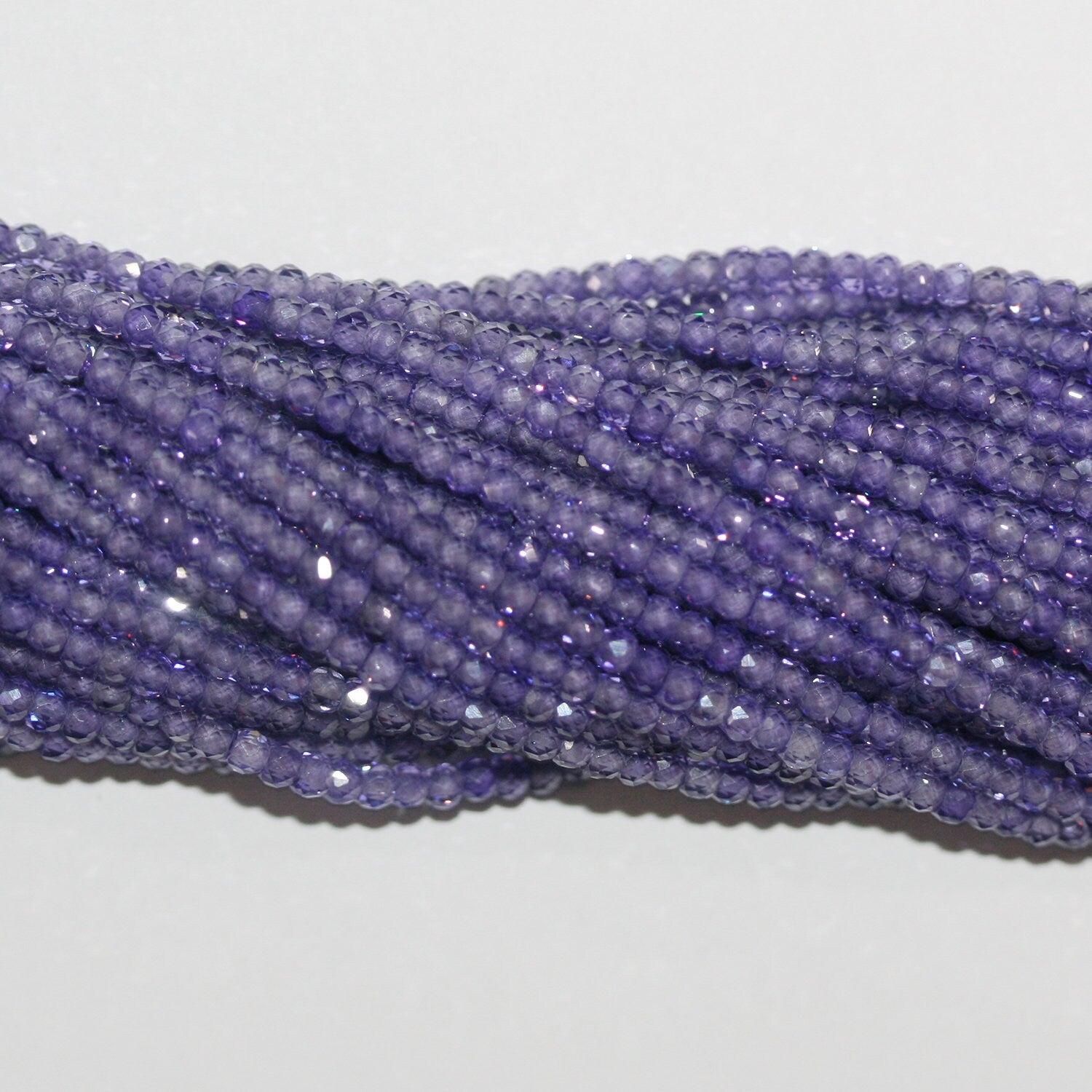 13" St Purple Cubic Zirconia Faceted Rondelle Beads 2.5x2mm.Strand 37cm.