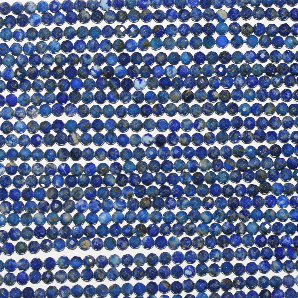 15" Perles rondes à facettes en lapis-lazuli de Saint-Laurent 3-3,5 mm.-Rig 39 cm.