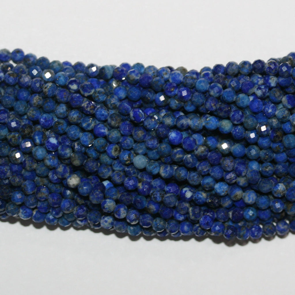 15" Perles rondes à facettes en lapis-lazuli de Saint-Laurent 3-3,5 mm.-Rig 39 cm.