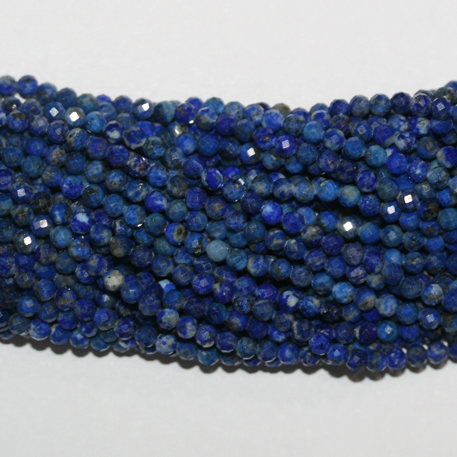 15" Perles rondes à facettes en lapis-lazuli de Saint-Laurent 3-3,5 mm.-Rig 39 cm.