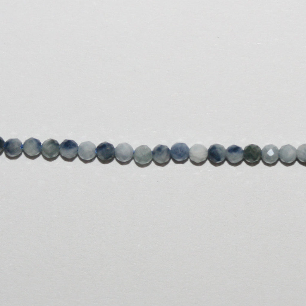 Perles rondes à facettes en saphir de 15 pouces, 2 mm, fil de 39 cm.