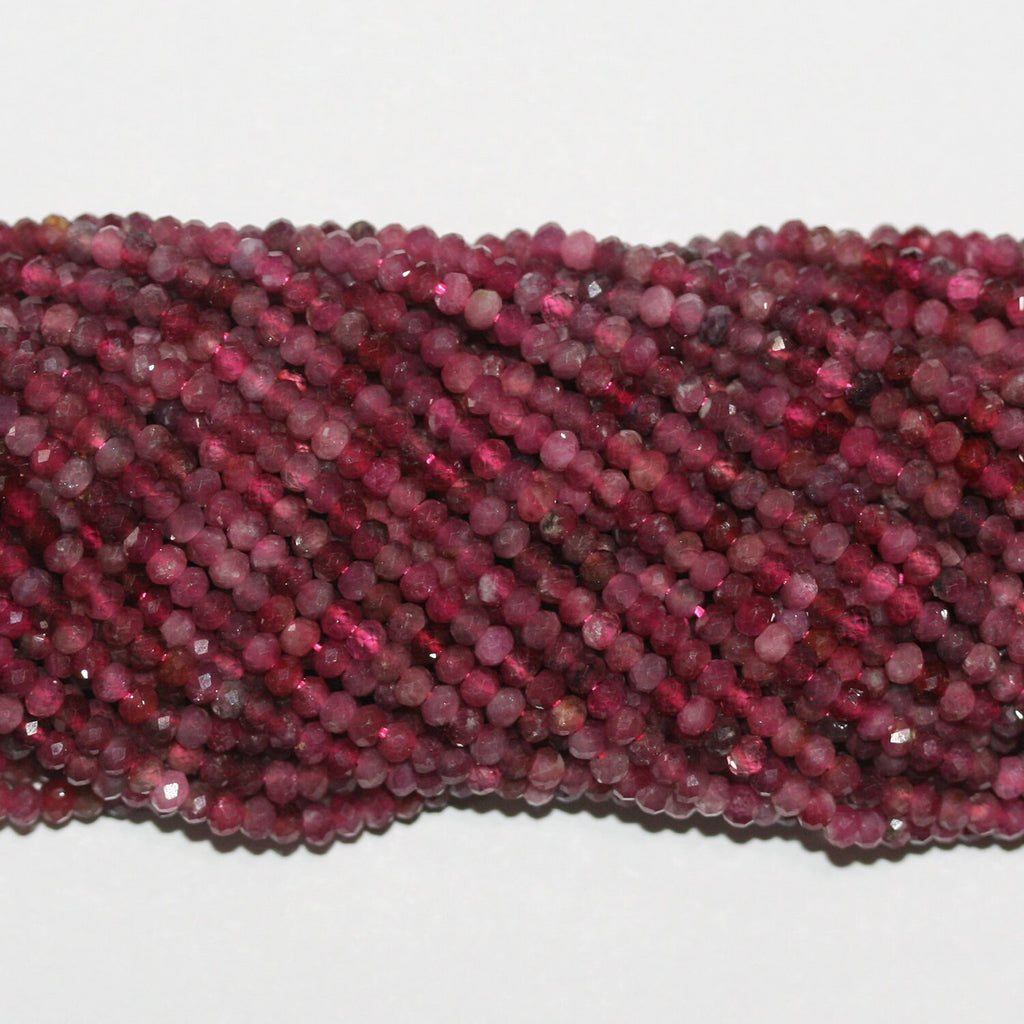 Perles rondelles à facettes St Ruby 15" 3x2,5mm.-Rig 39cm.