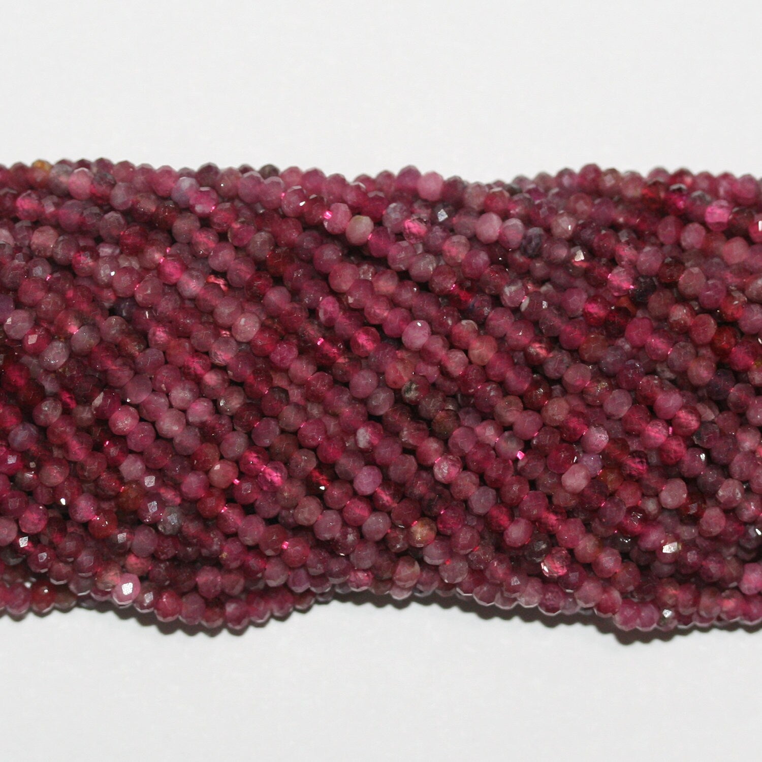 Perles rondelles à facettes St Ruby 15" 3x2,5mm.-Rig 39cm.