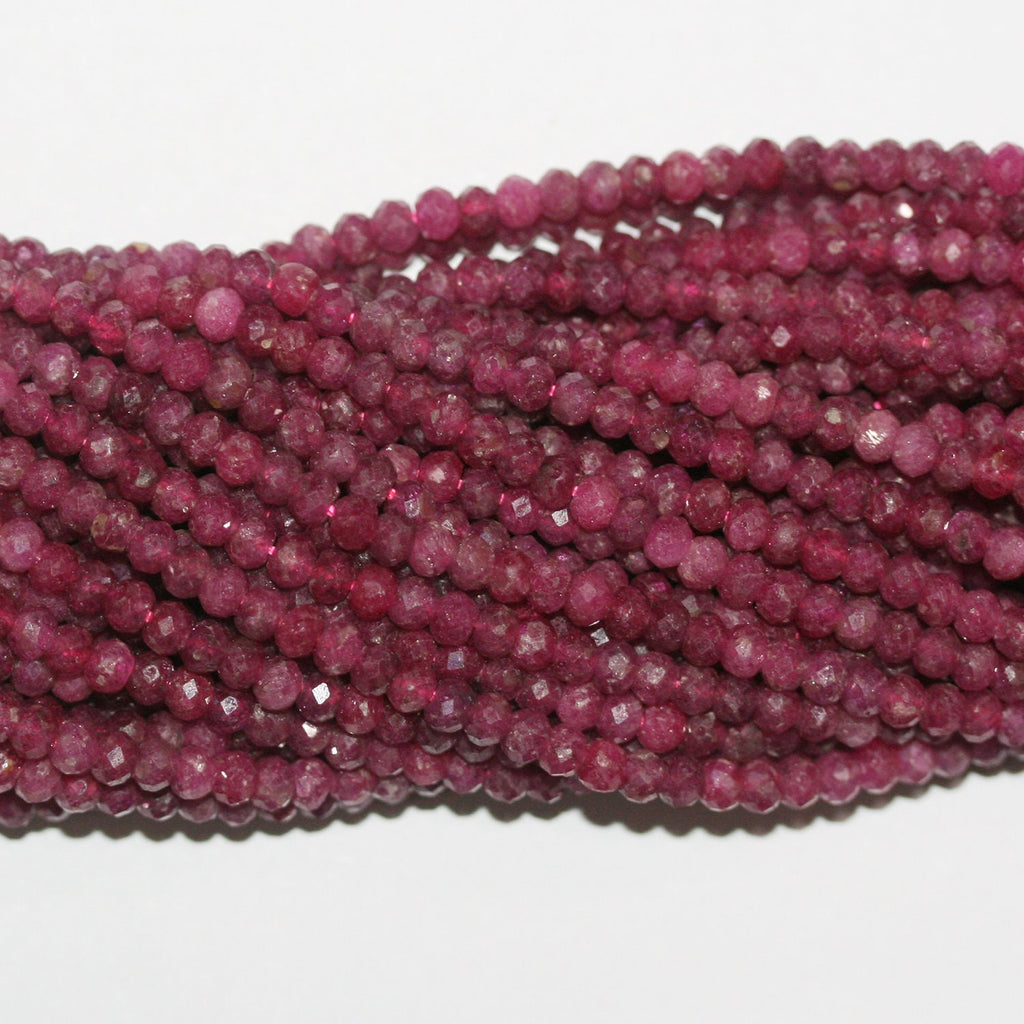 Perles rondelles à facettes St Ruby 15" 4x3mm.-Rig 39cm.