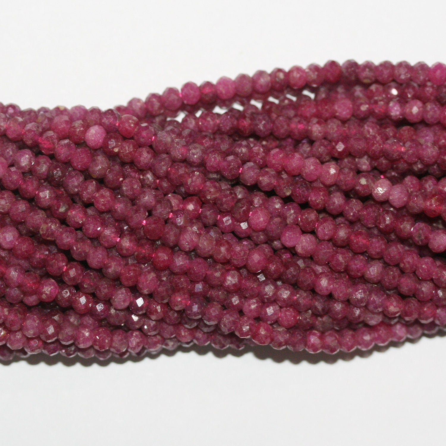 Perles rondelles à facettes St Ruby 15" 4x3mm.-Rig 39cm.