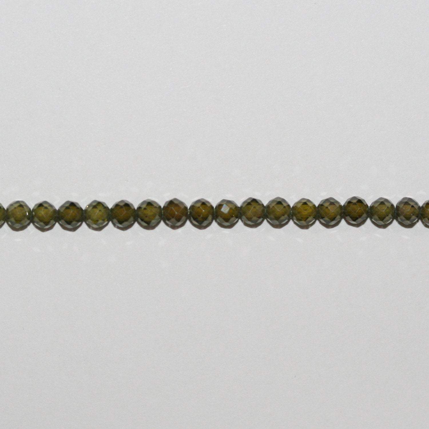 13" St Green Cubic Zirconia Faceted Round Beads 3mm.Strand 37cm.