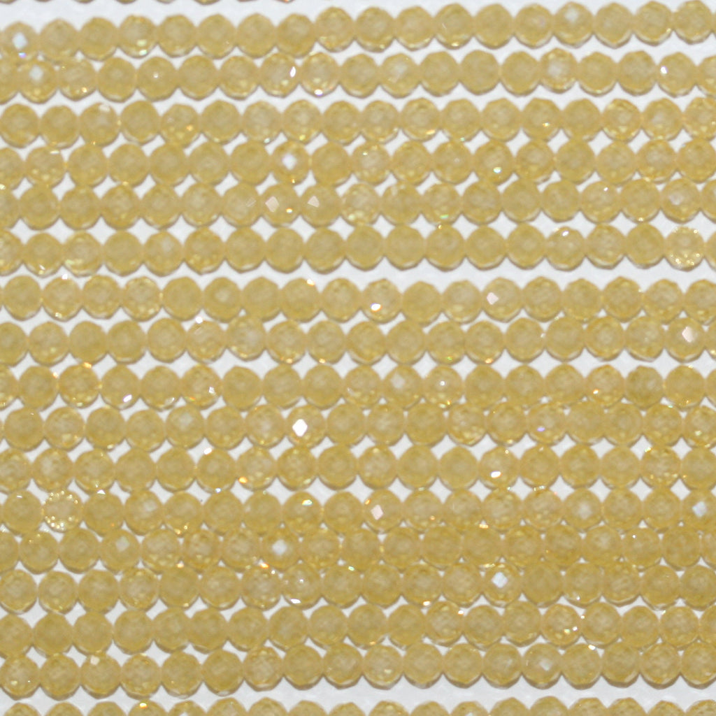 13" St Yellow Cubic Zirconia Faceted Round Beads 3mm. Strand 37 cm
