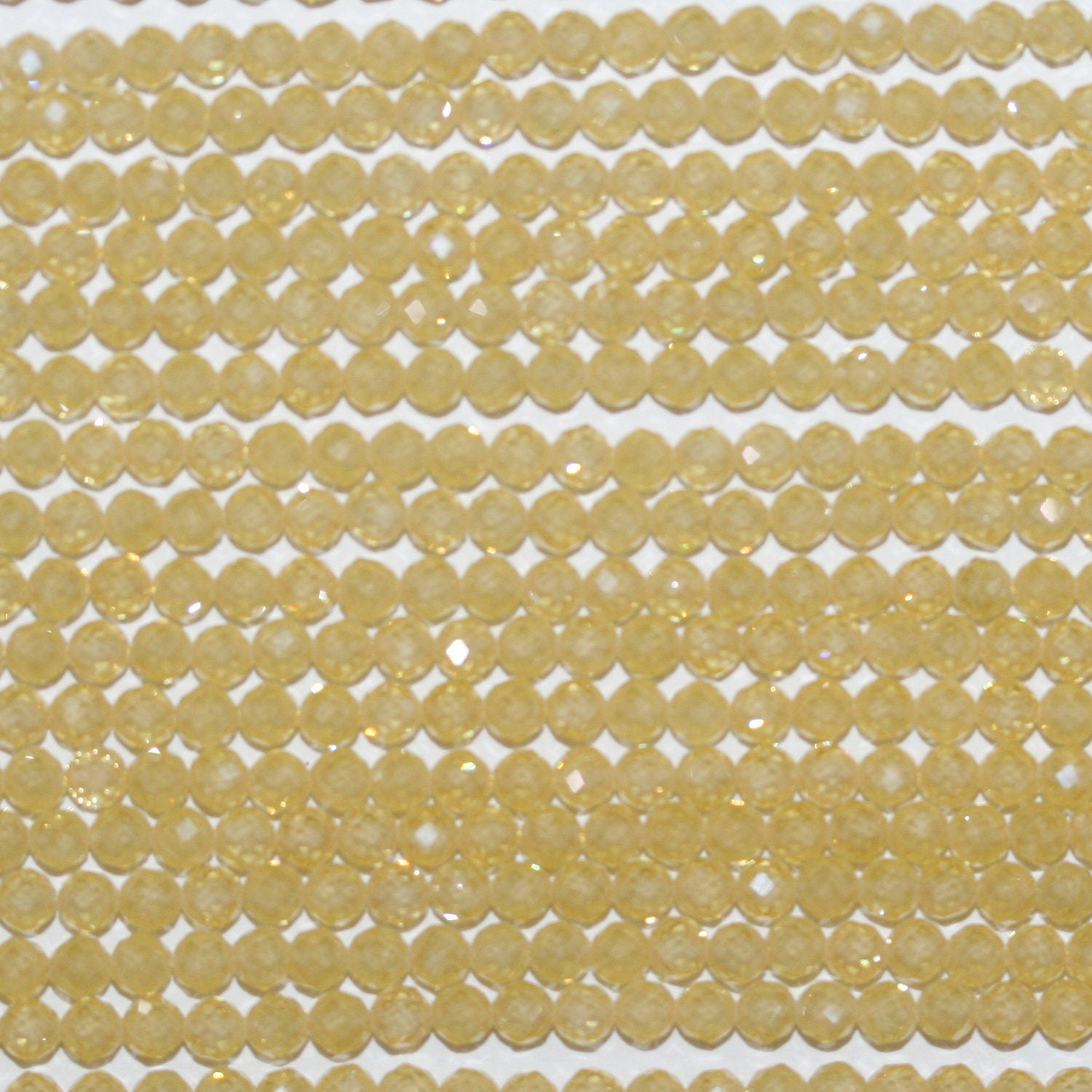 13" St Yellow Cubic Zirconia Faceted Round Beads 3mm. Strand 37 cm