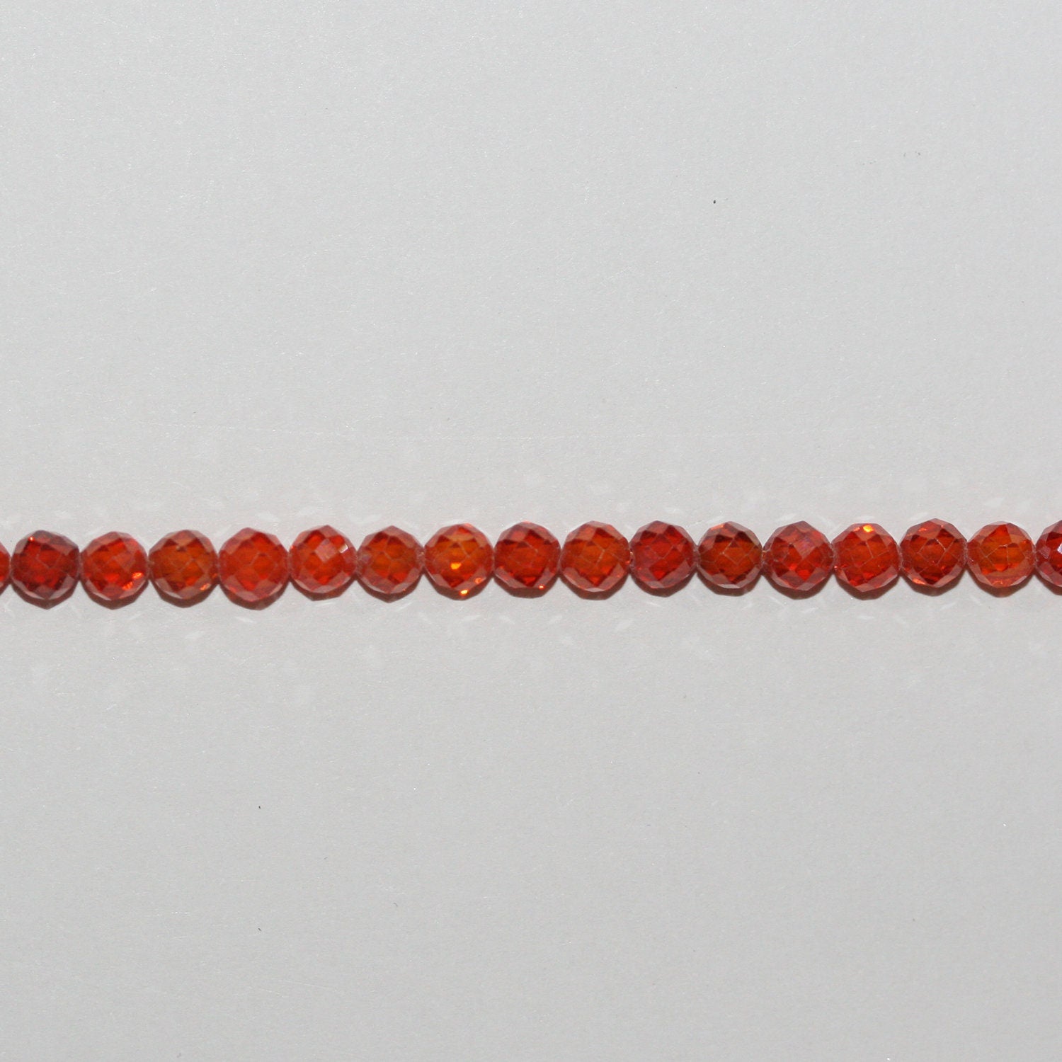 15" St Orange Cubic Zirconia Faceted Round Beads 4mm.Strand 37cm. - Hard Gems