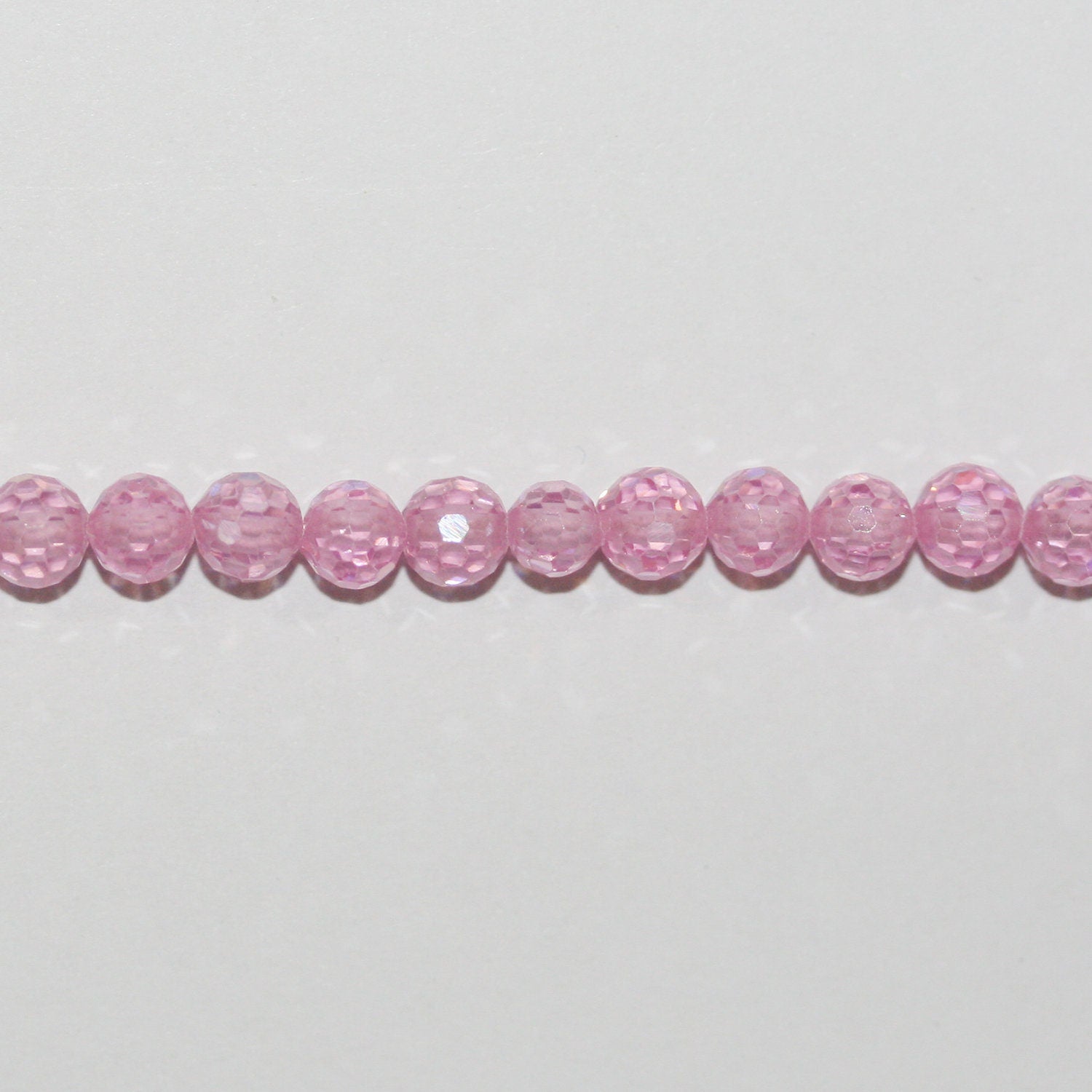 13" StPink Cubic Zirconia Faceted Round Beads 4mm.Strand 37cm.