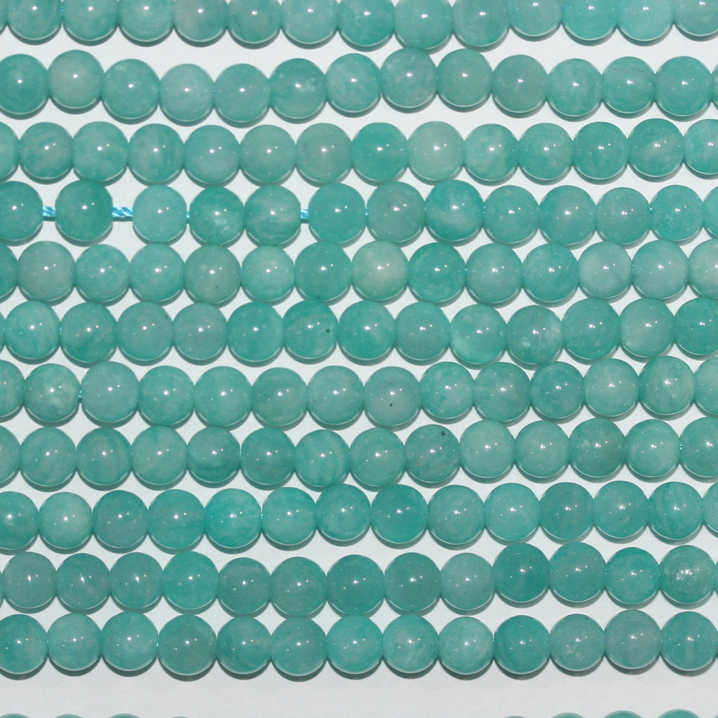 Perles rondes lisses en amazonite péruvienne St 15" 6-6,5 mm.-Rig 39 cm.