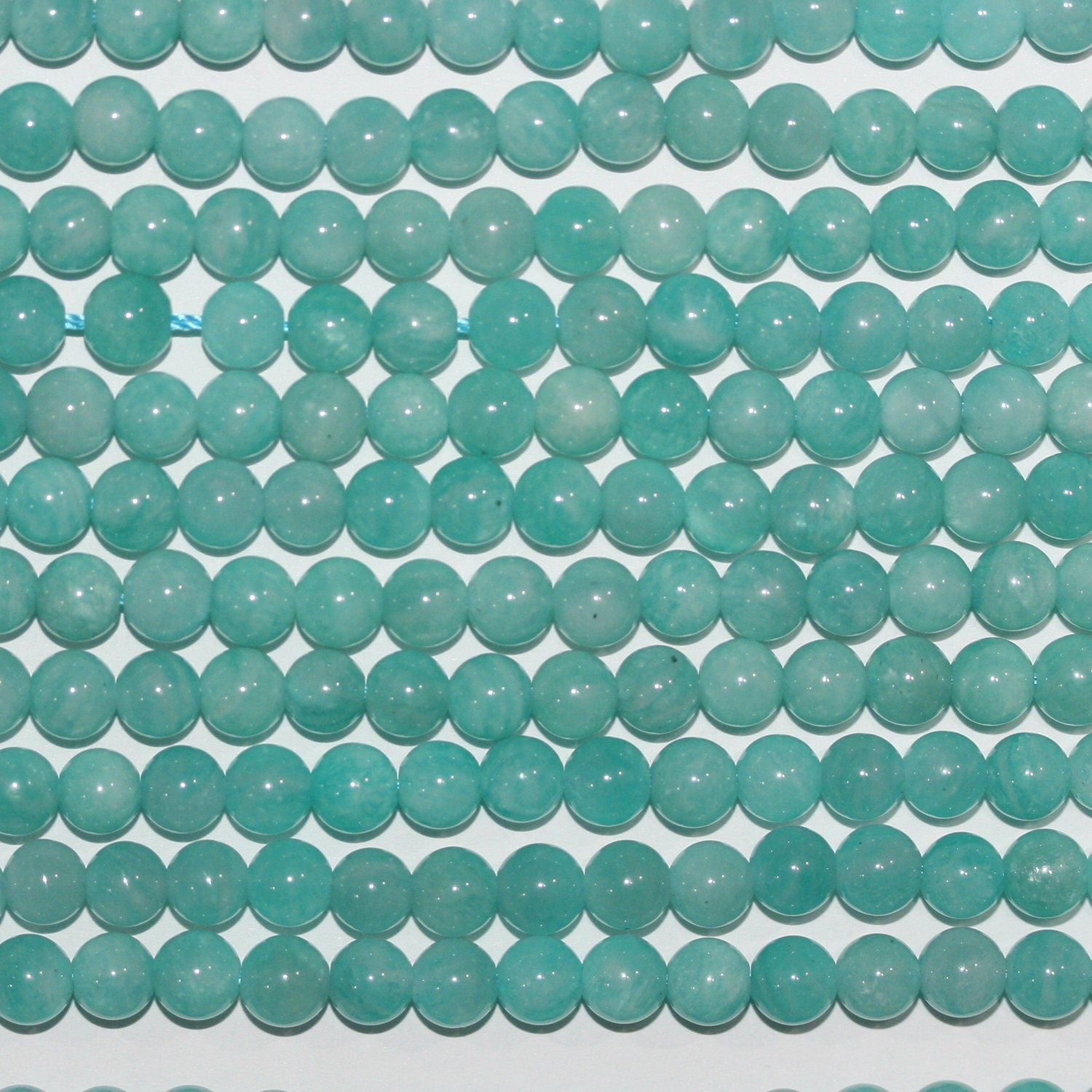 Perles rondes lisses en amazonite péruvienne St 15" 6-6,5 mm.-Rig 39 cm.