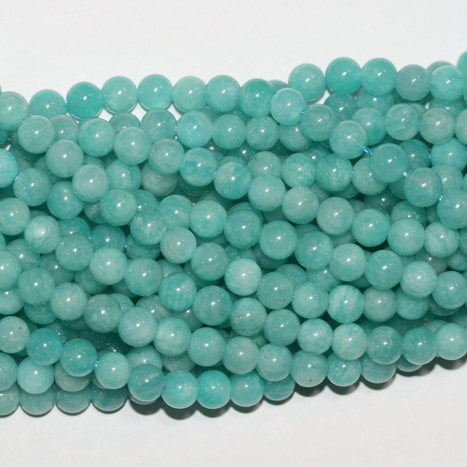 Perles rondes lisses en amazonite péruvienne St 15" 6-6,5 mm.-Rig 39 cm.