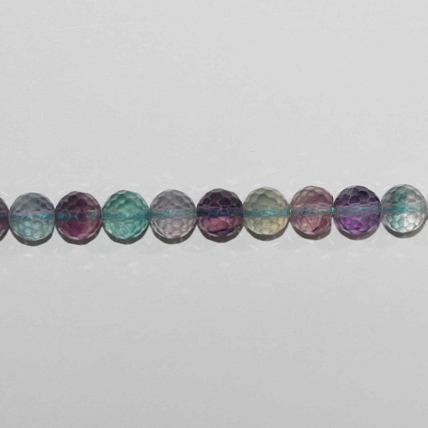 15" St Fluorite Perles Rondes Facettées 8mm.-Rig 39cm.