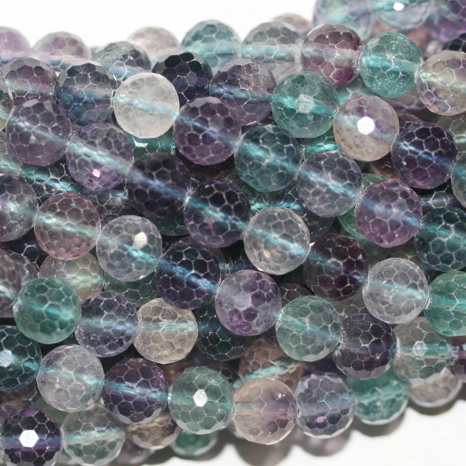 15" St Fluorite Facettée Rondes Perles 6mm.-Rig 39cm.
