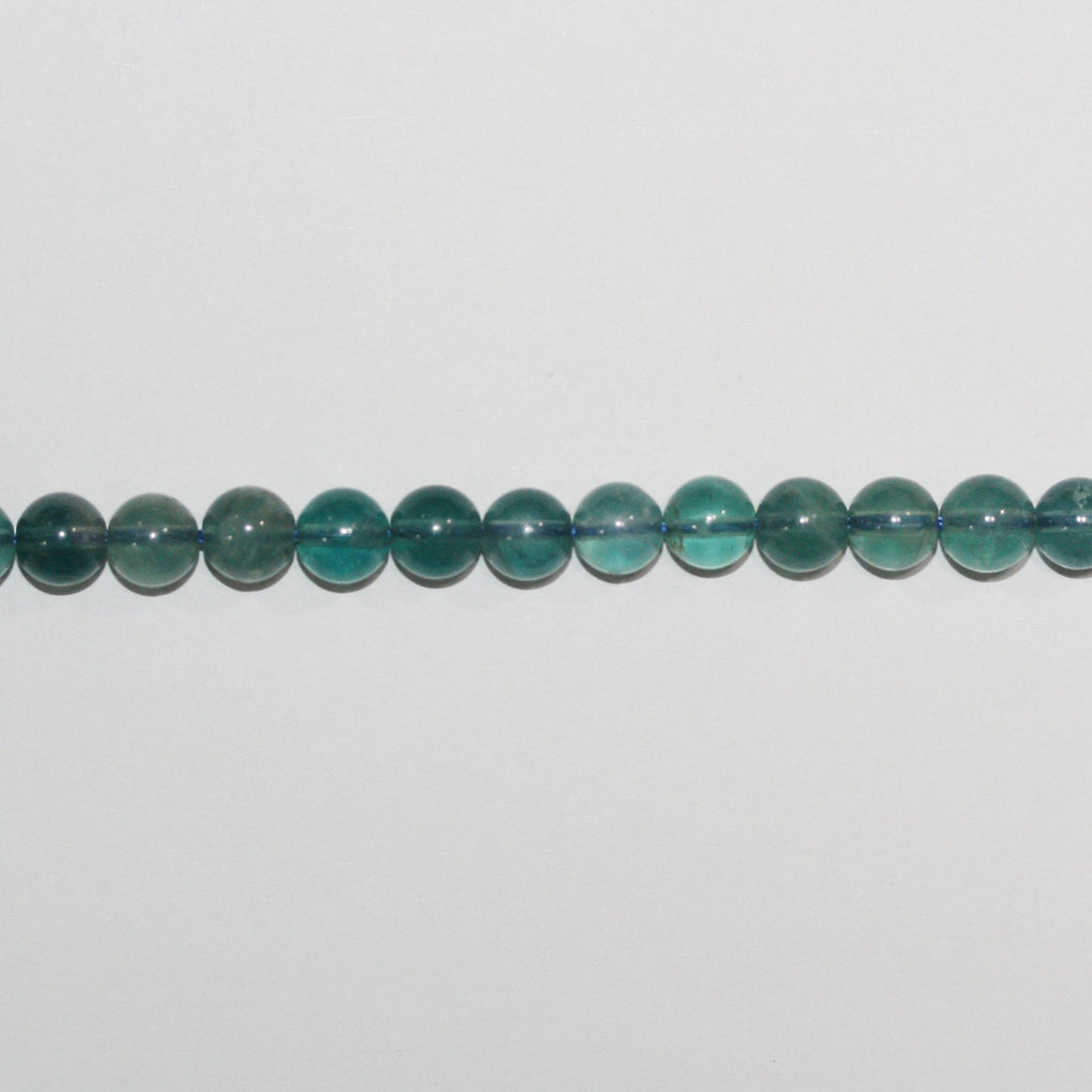 Perles rondes lisses en fluorite bleue St 15" 6 mm.-Rig 39 cm.