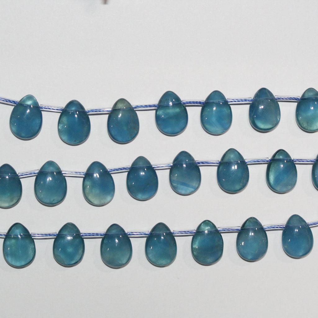 Cuentas de fluorita azul lisas de 8" de 14 x 10 mm - Hilo de 20 cm.